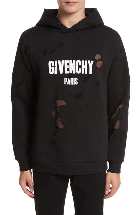 givenchy men's distressed hoodie|givenchy distressed graphic print hoodie.